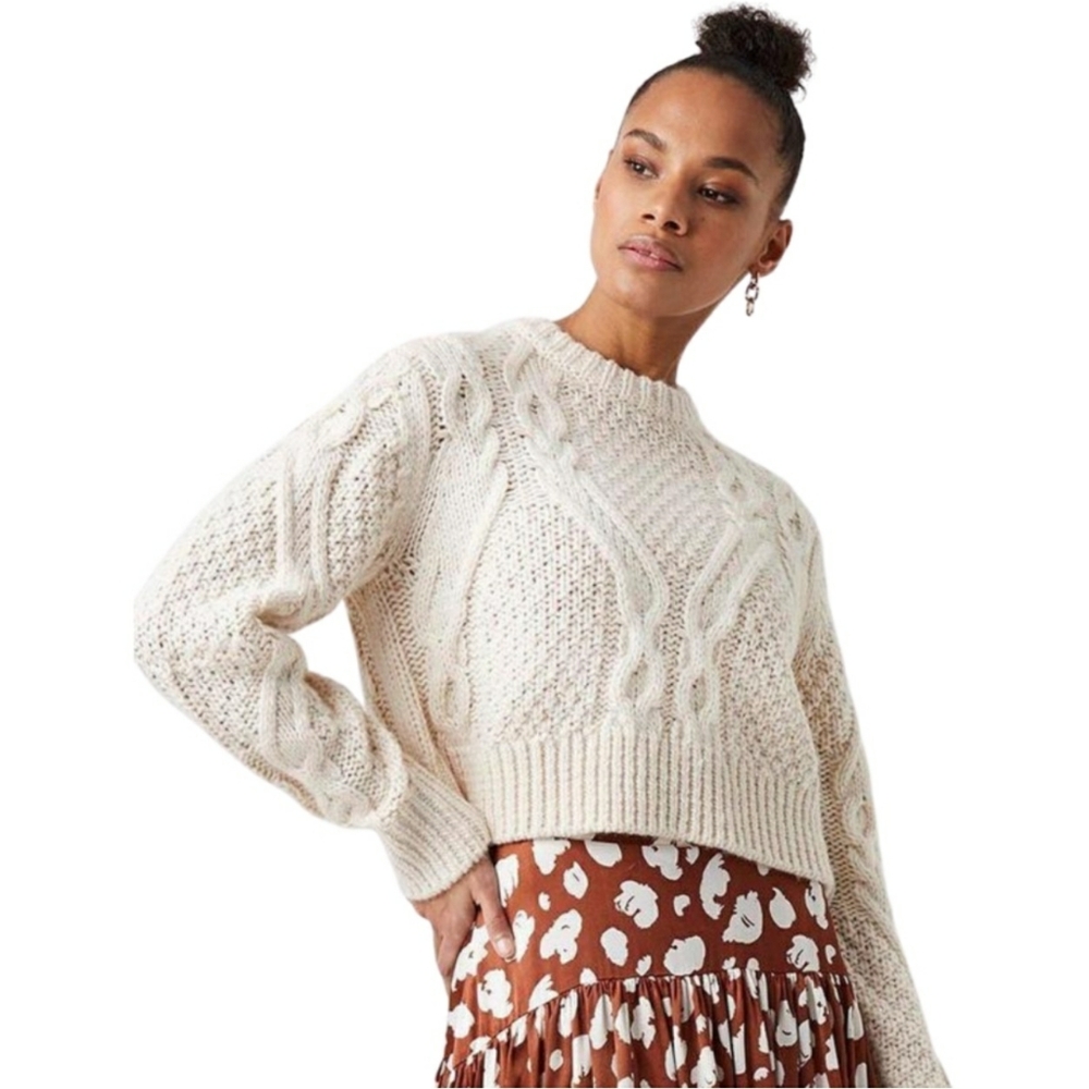 FCUK Kalina Cable Knit Jumper Sweater in Classic Cream